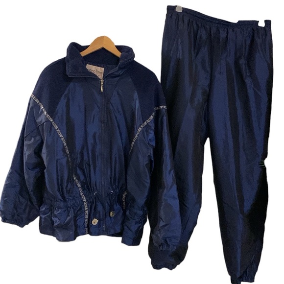 Carolina Coulors Vintage tracksuit set pants jacket navy blue size XL - Picture 1 of 17